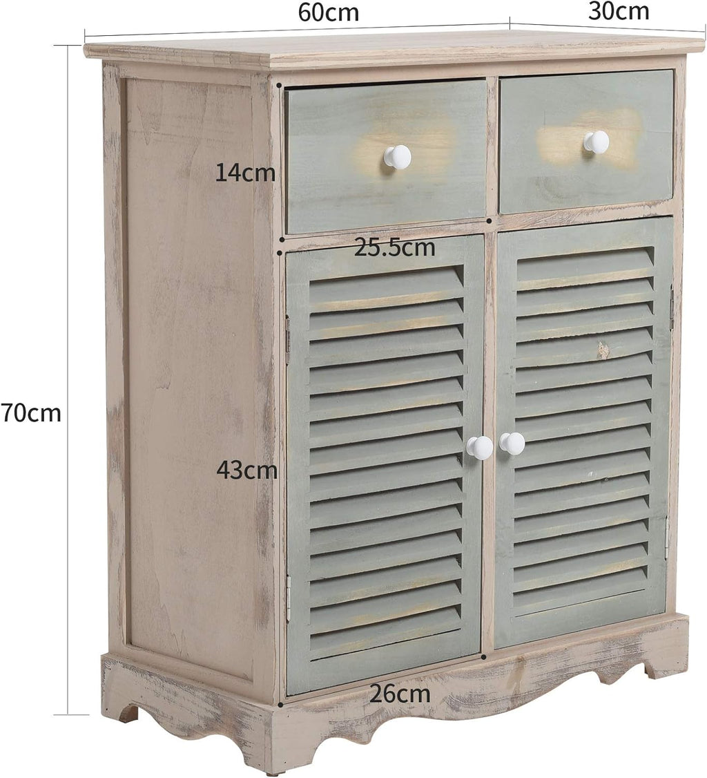 Credenza Armadietto 2 Cassetti 2 Ante Legno