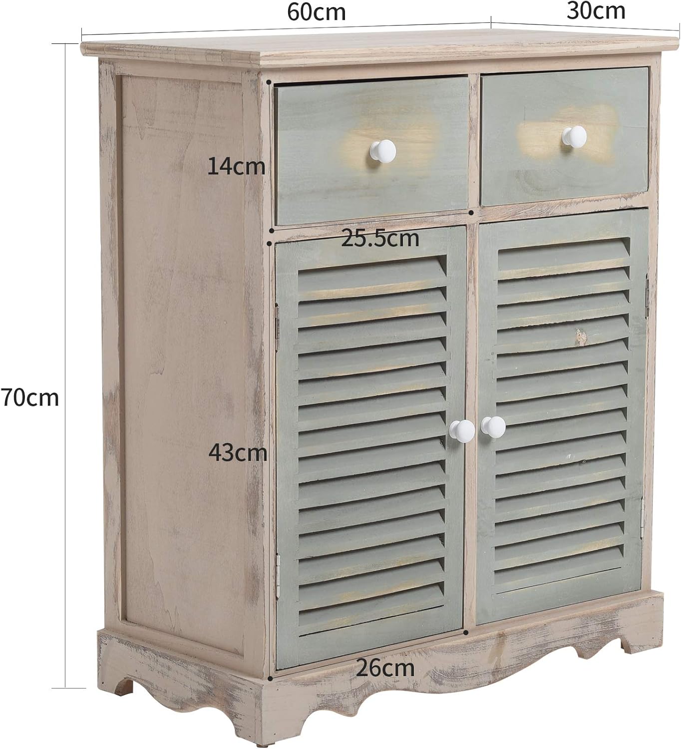 Credenza Armadietto 2 Cassetti 2 Ante Legno