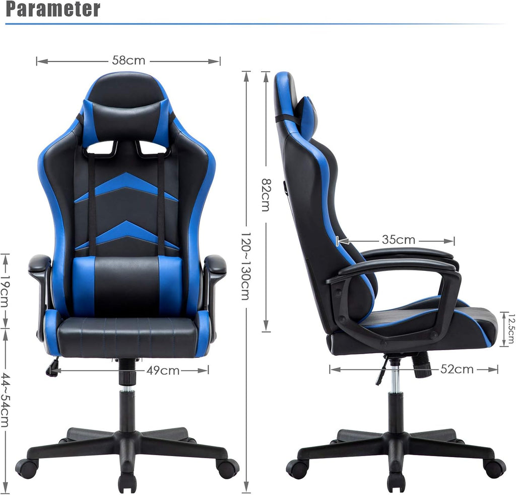 IntimaTe WM Heart Sedia da Gaming Intimate, Sedia da ufficio, Schienale Alto Ergonomica, Sedia da Gioco con Comoda Supporto Poggiatesta e Lombare, Blu
