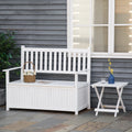 Panchina da Giardino in Legno a 2 Posti con Contenitore, Schienale e Braccioli, 123.5x66.5x97cm, Bianco