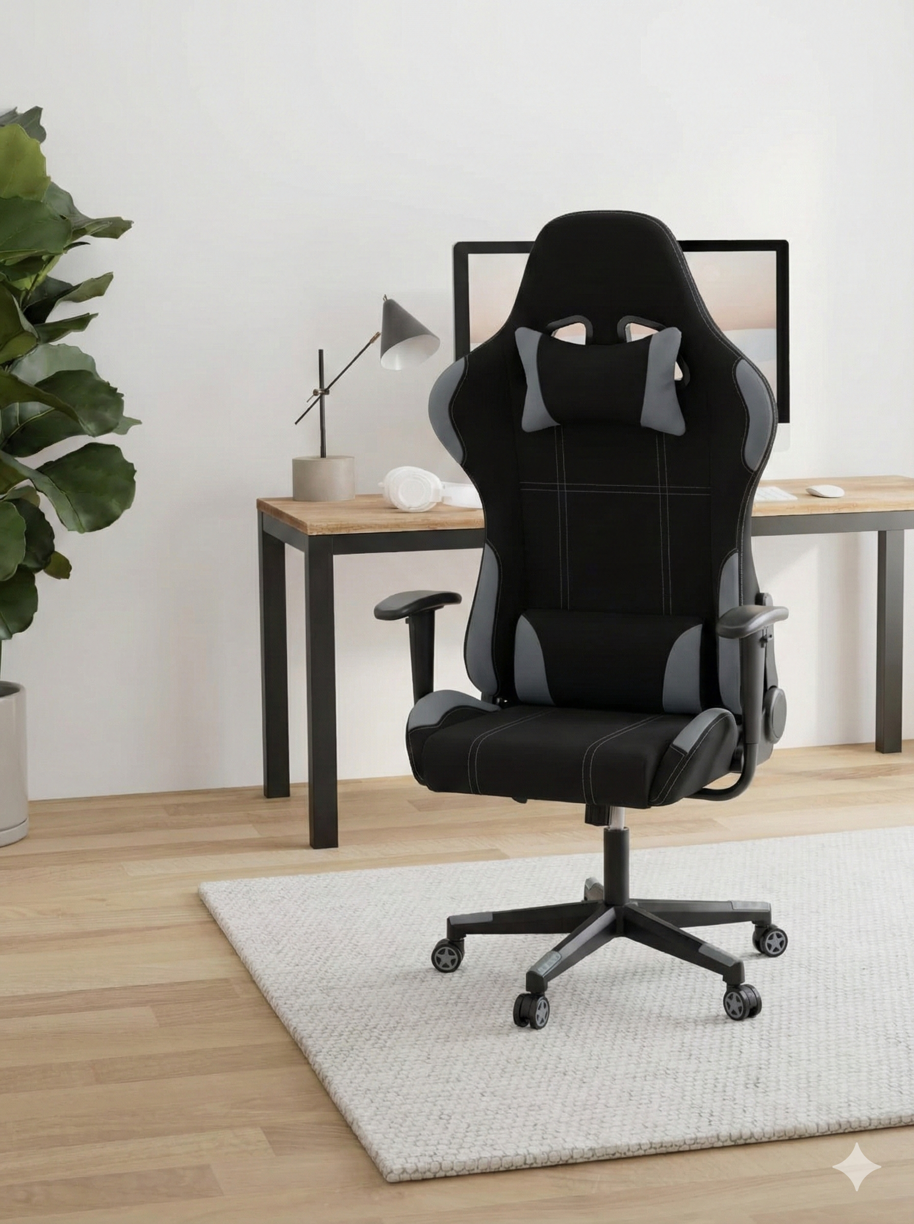 IntimaTe WM Heart Sedia Gaming di Tessuto, Poltrona Ufficio Ergonomica Stoffa con Supporto Lombare, Reclinabile Poltrona Gamer Sedile Regolabile Alta, Grigio