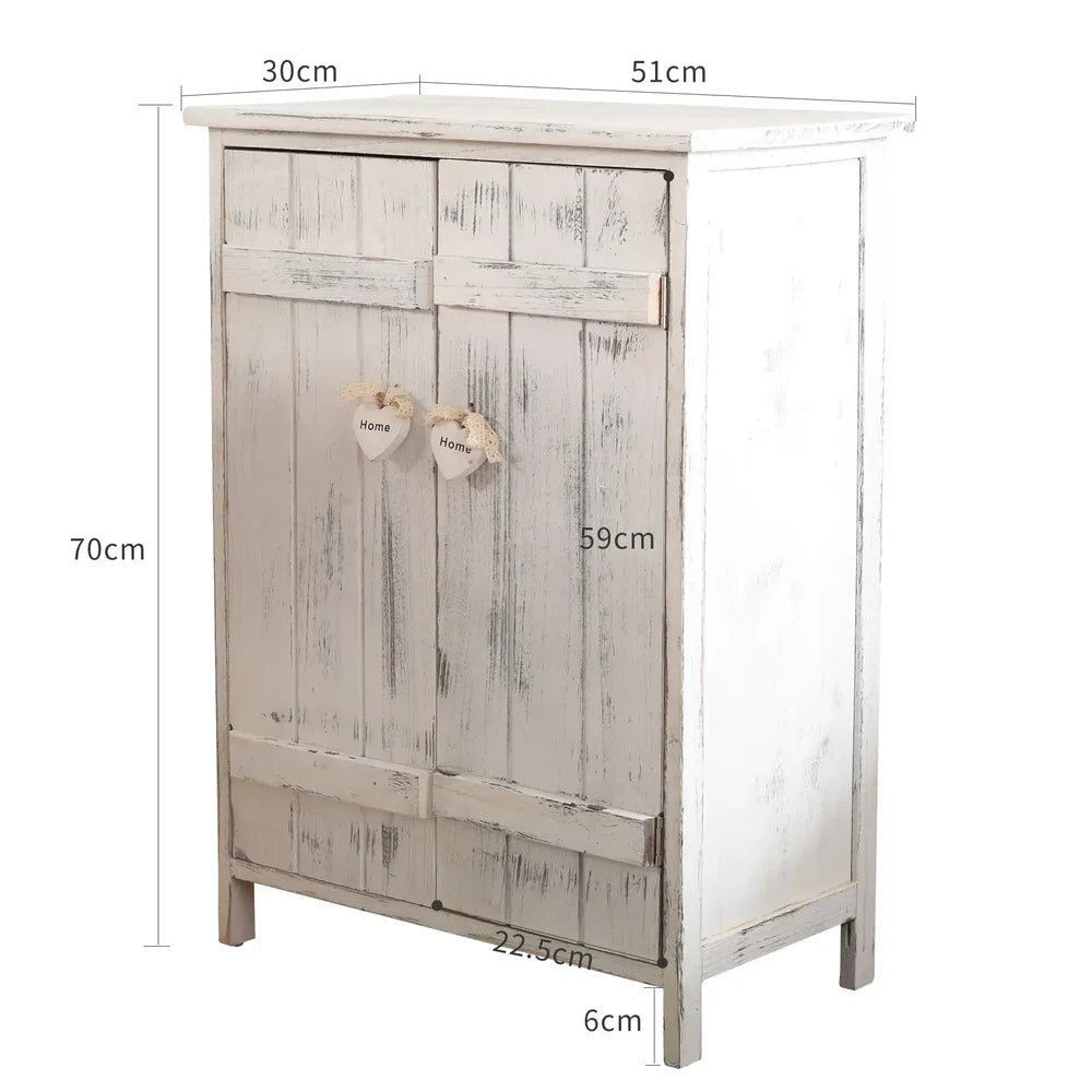 Mobiletto per bagno shabby con 2 ante bianco decapato