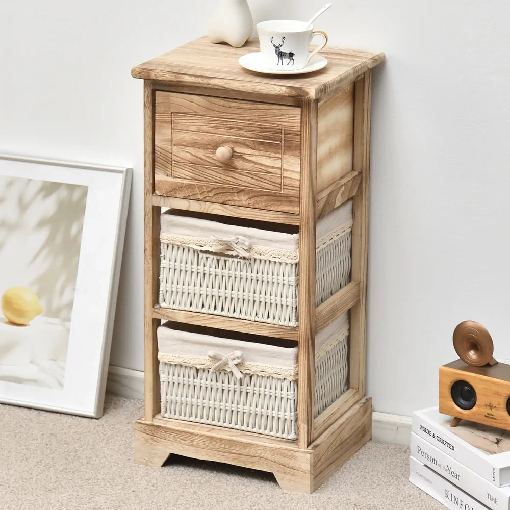 Cassettiera piccola con 3 cassetti in legno