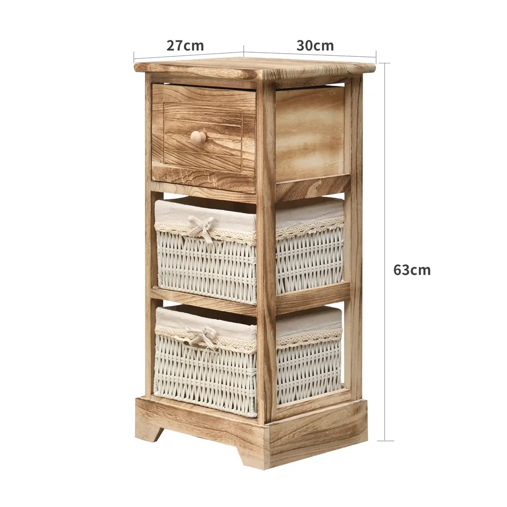Cassettiera piccola con 3 cassetti in legno