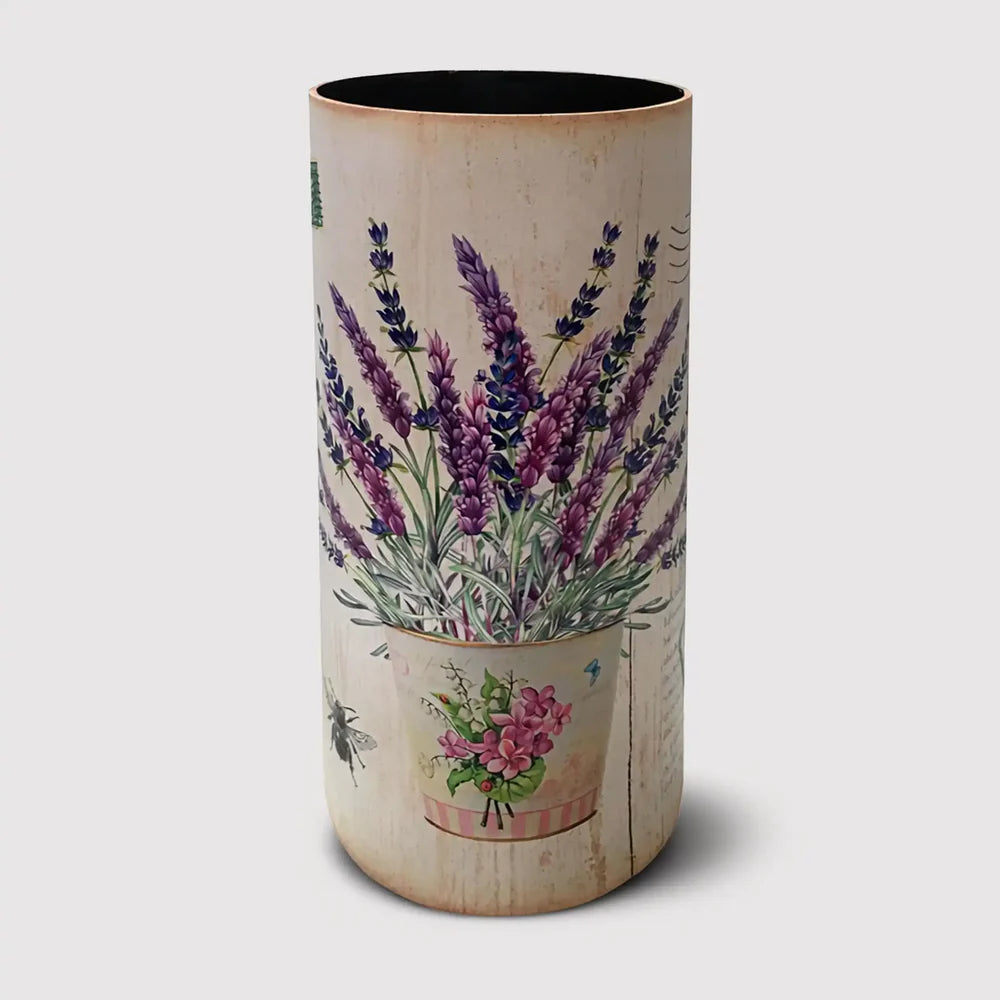 Portaombrelli bianco tondo con decorazione floreale