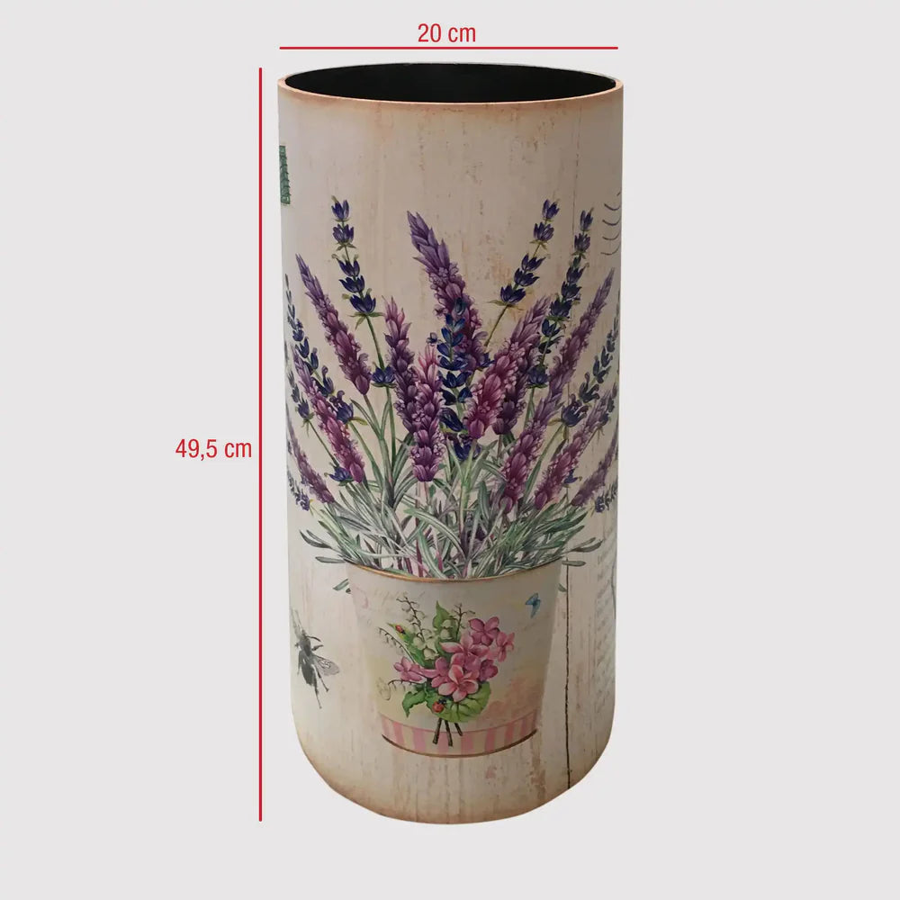 Portaombrelli bianco tondo con decorazione floreale