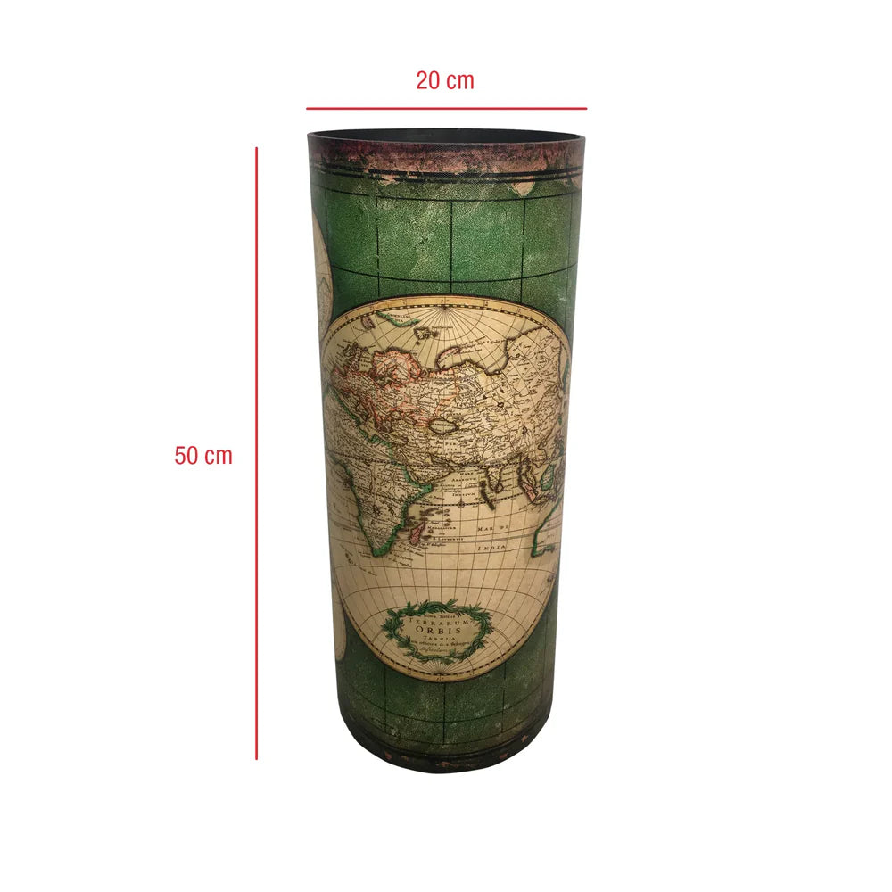 Portaombrelli verde con motivo a mappamondo