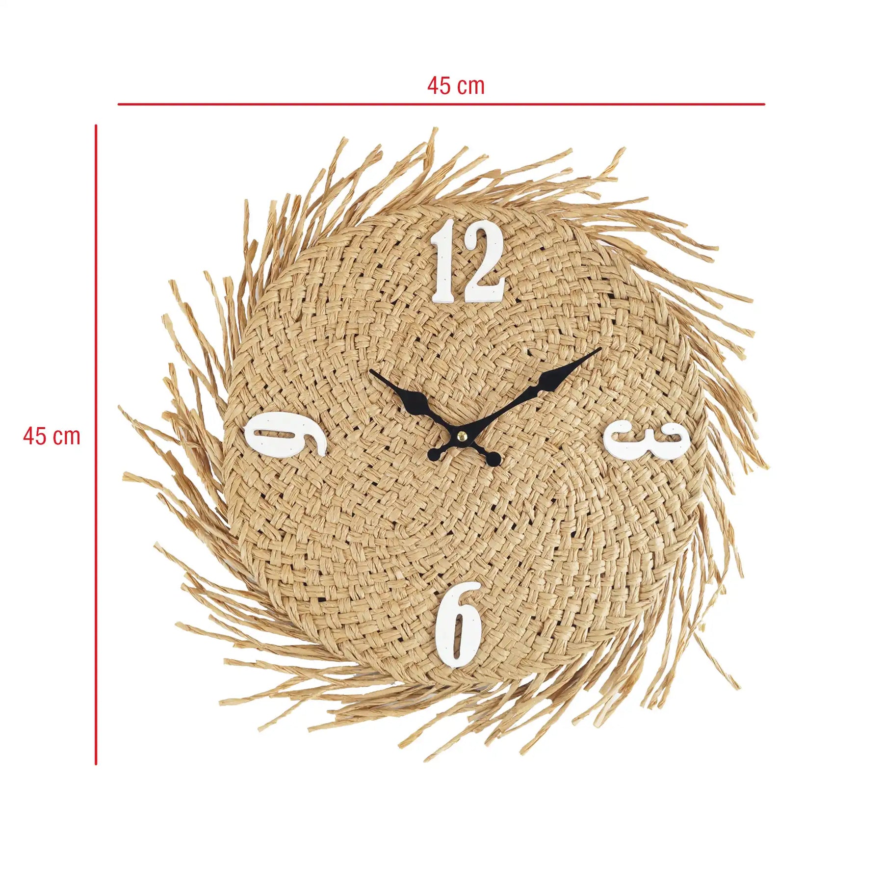 Orologio con quadrante in paglia in stile boho