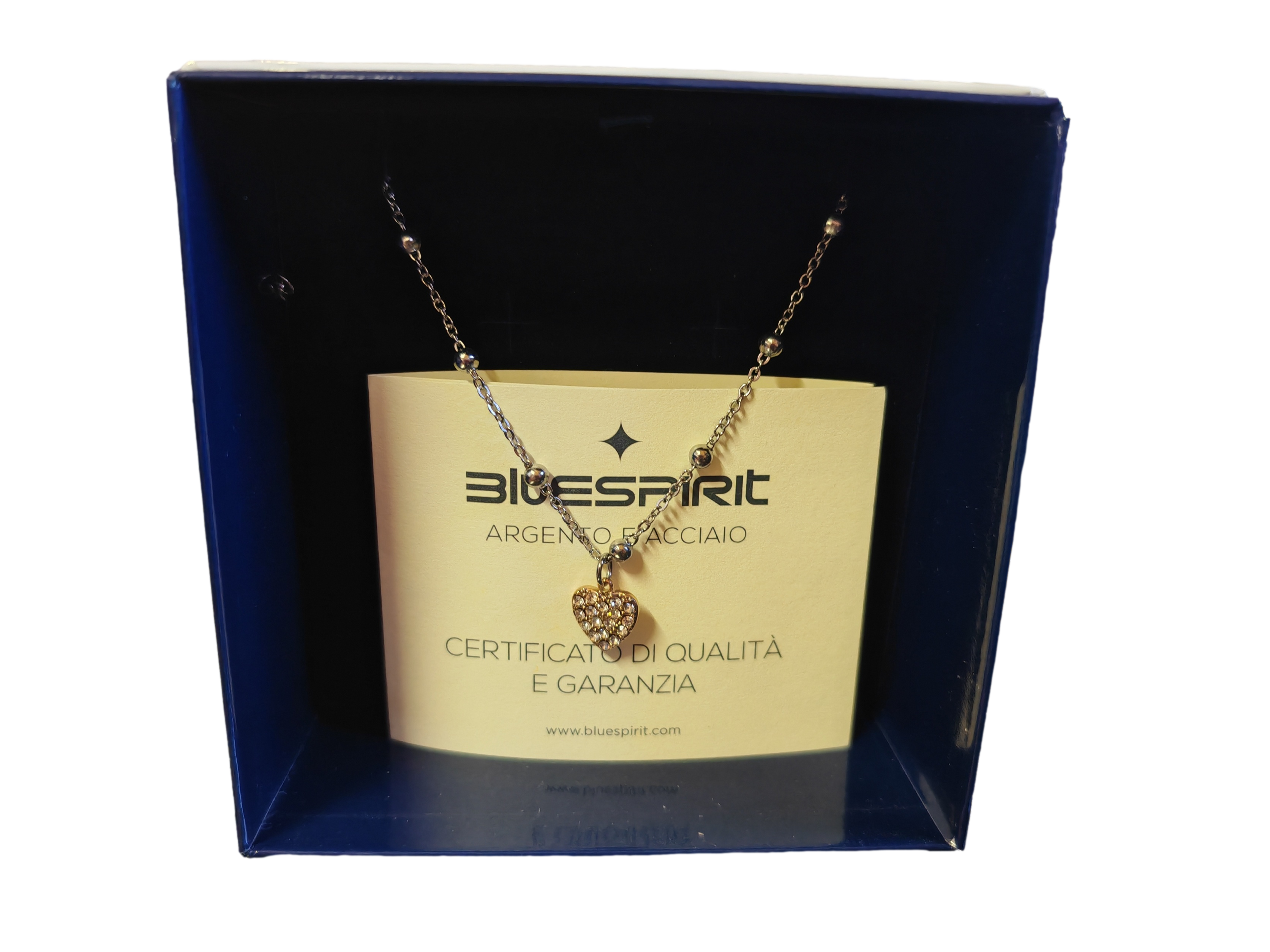 Bracciale Bluespirit In Acciaio Con Ciondolo A Forma Di Cuore, Lunghezza Cm 20, In Confezione Regalo, Per Donna.