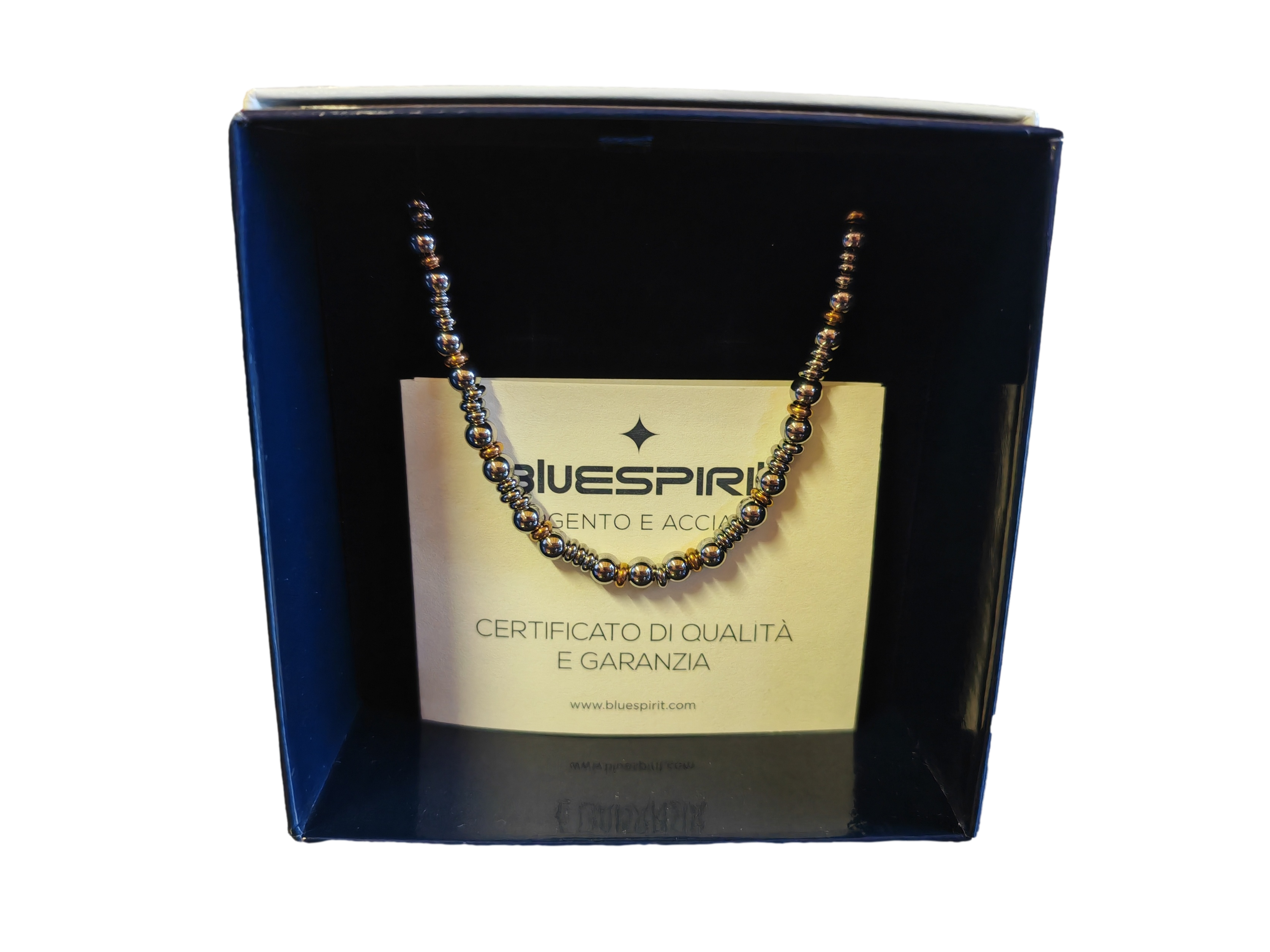 Bracciale Bluespirit In Acciaio Con Sfere Silver E Finiture Color Oro, Lunghezza Cm 20, In Confezione Regalo, Per Donna.