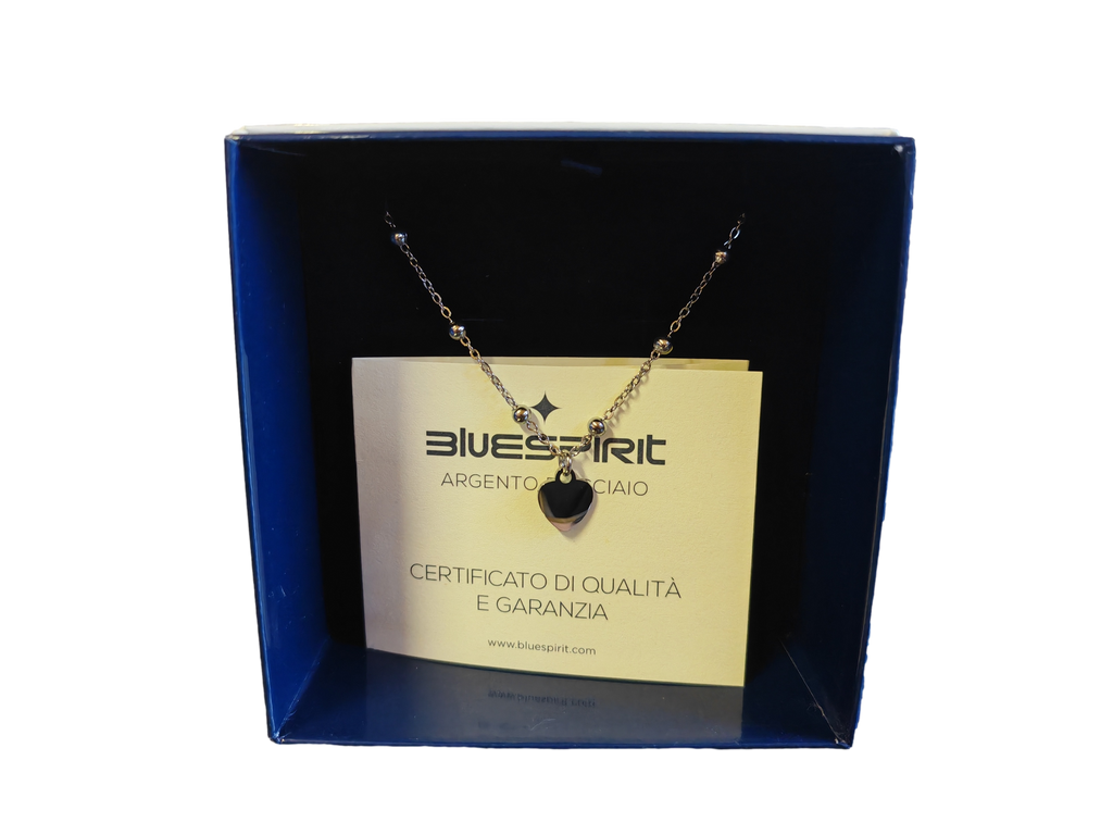 Bracciale Bluespirit In Acciaio Con Ciondolo A Forma Di Cuore, Lunghezza Cm 20, In Confezione Regalo, Per Donna.